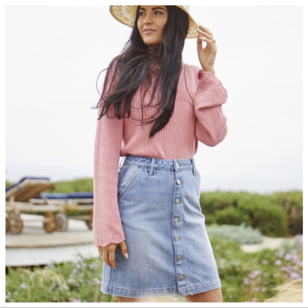 Rachel Parcell Button Front Denim Skirt - Picture 2 of 6